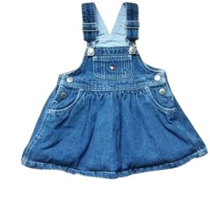 90s Tommy Hilfiger Baby Girl Denim Dress Overall 3-6m